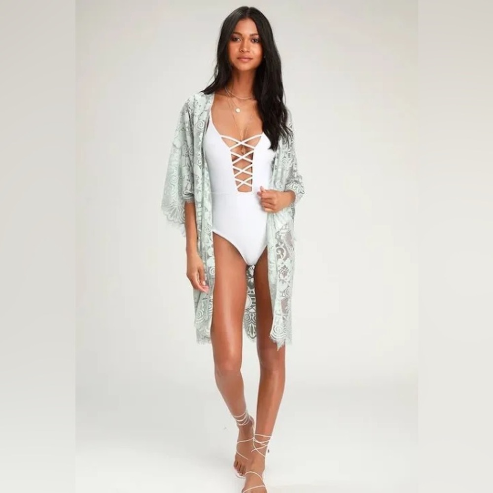 Lulu's Sage Green Lace Coverup